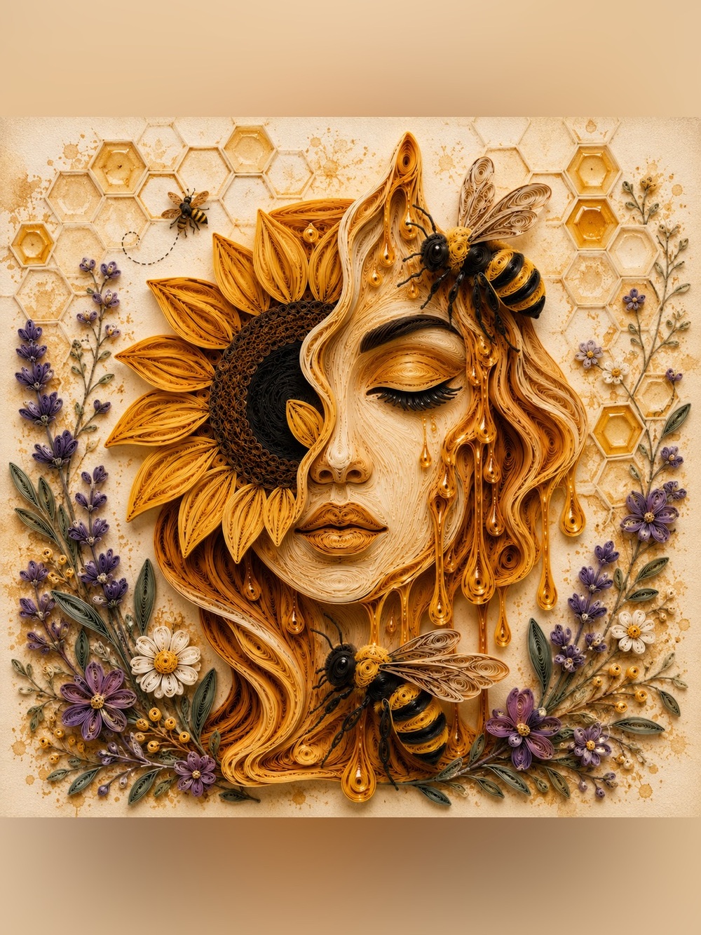 8x8 Black Framed Honey Bee Goddess Wall Art Print